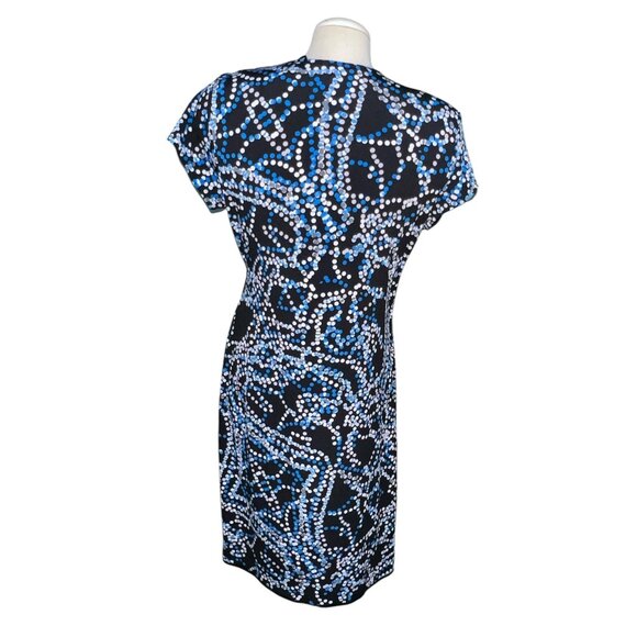 George Womens Polka Dot Pattern Wrap Dress M 8-10 Black/Blue Stretchy Short Slee - Picture 4 of 12
